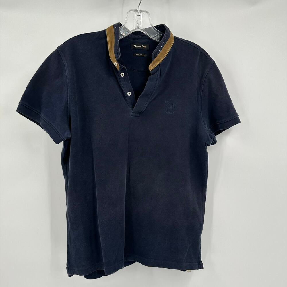 Massimo Dutti Navy Polo Shirt with Brown Accents